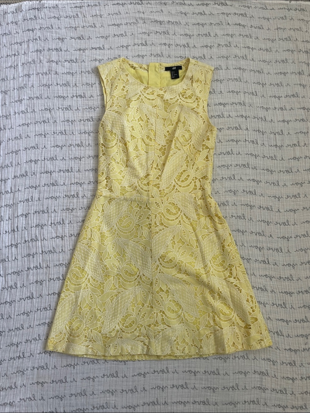 H&M Yellow Lace Sleeveless Fit & Flare Mini Dress